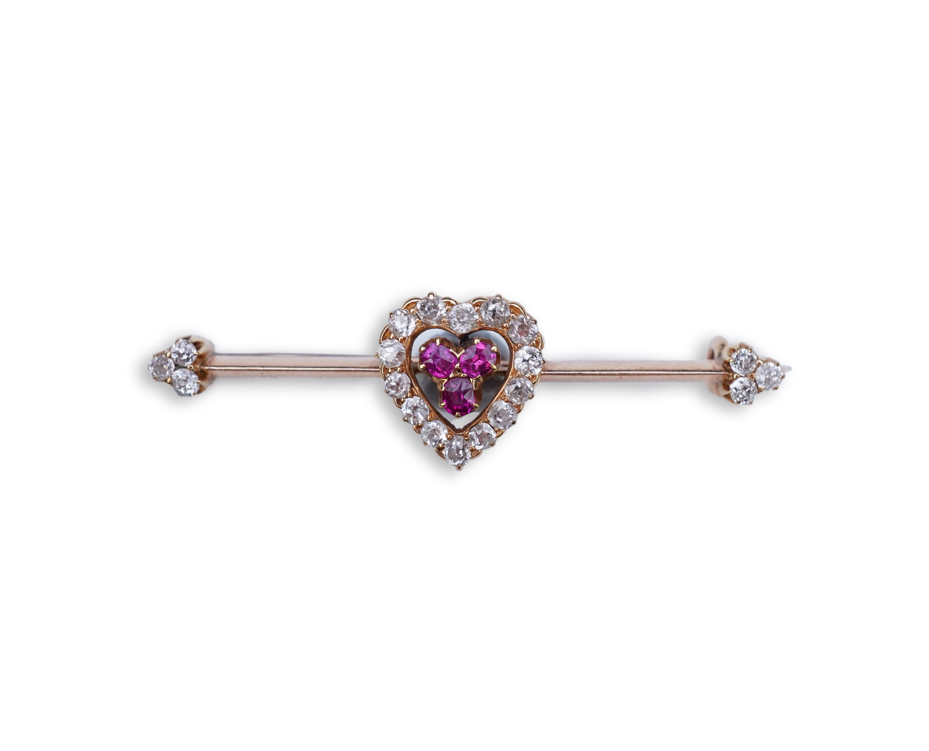 An Edwardian ruby and diamond brooch